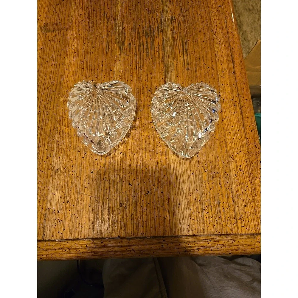 Vintage Heart-Shaped 24% Lead Crystal Jewelry/ Trinket Box - 2 Piece